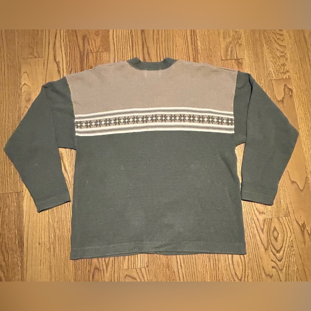 Woolridge Vtg 90’s Ramie Blend Dark Olive Green‎ and Tan Cardigan w/Tree Pattern - Picture 9 of 9